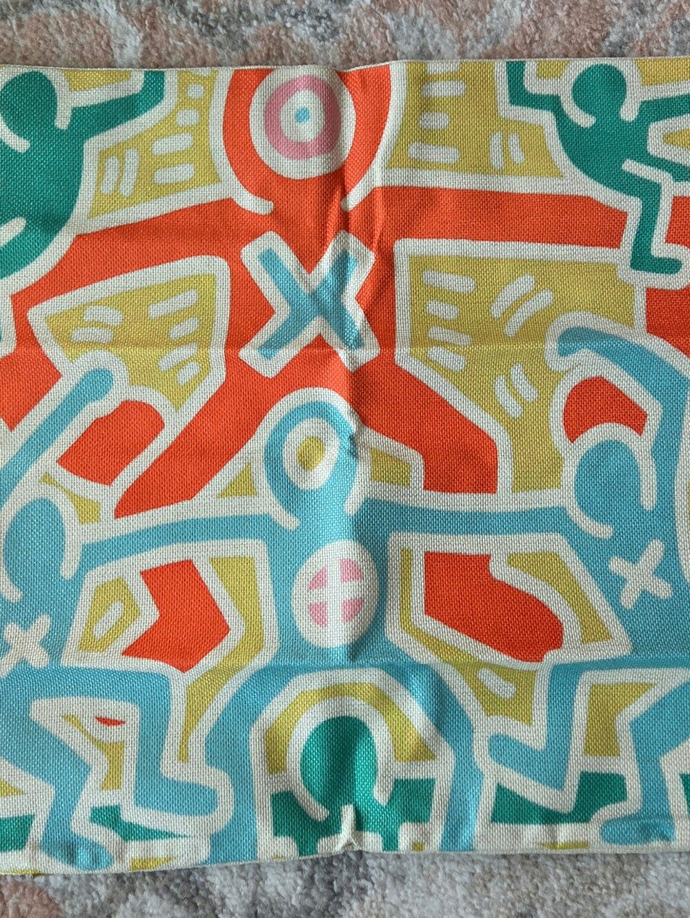 Multicolored Keith Haring Style Linen Pillow Cover